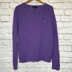 Ralph Lauren Blue Label Purple Cable Knit Sweater